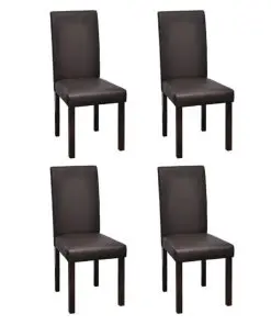 vidaXL Dining Chairs 4 pcs Brown Faux Leather