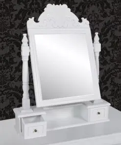 vidaXL Vanity Makeup Table with Rectangular Swing Mirror MDF