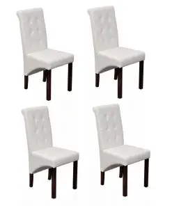 vidaXL Dining Chairs 4 pcs White Faux Leather