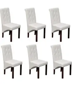 vidaXL Dining Chairs 6 pcs White Faux Leather