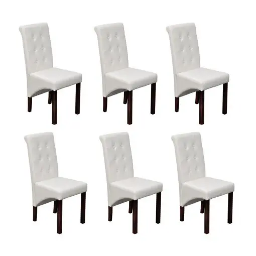 vidaXL Dining Chairs 6 pcs White Faux Leather