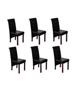 vidaXL Dining Chairs 6 pcs Black Faux Leather