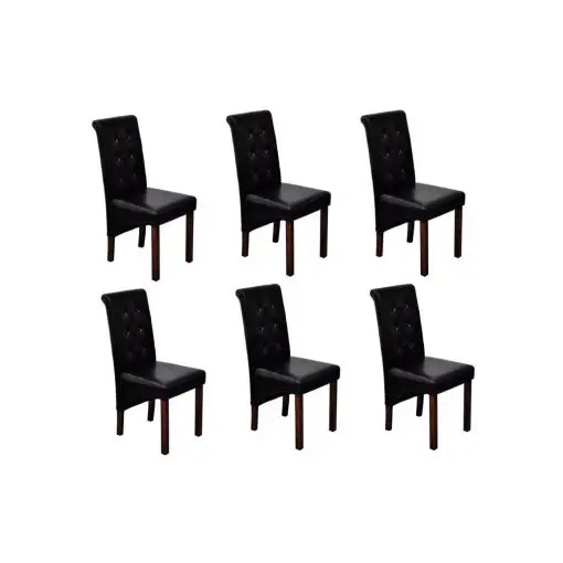 vidaXL Dining Chairs 6 pcs Black Faux Leather