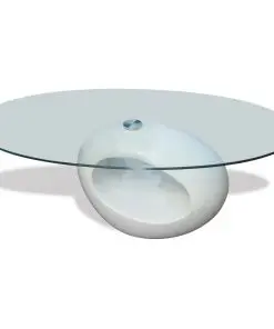 vidaXL Coffee Table with Oval Glass Top High Gloss White