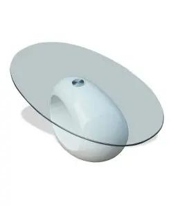 vidaXL Coffee Table with Oval Glass Top High Gloss White