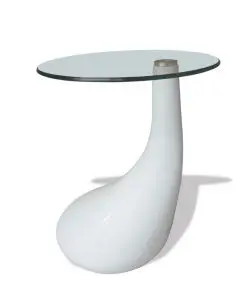 vidaXL Coffee Table with Round Glass Top High Gloss White