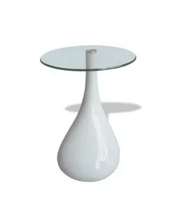 vidaXL Coffee Table with Round Glass Top High Gloss White