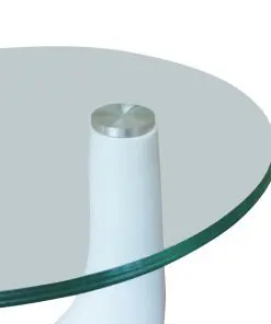 vidaXL Coffee Table with Round Glass Top High Gloss White