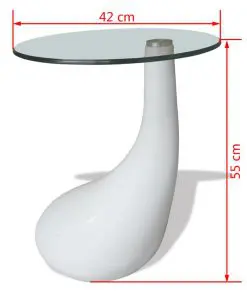 vidaXL Coffee Table with Round Glass Top High Gloss White