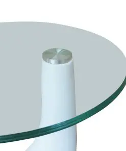 vidaXL Coffee Table 2 pcs with Round Glass Top High Gloss White