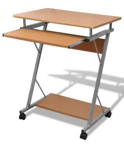 Computer Desk Pull Out Tray Brown Furniture Office Student Table