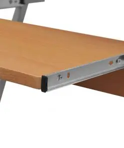 Computer Desk Pull Out Tray Brown Furniture Office Student Table