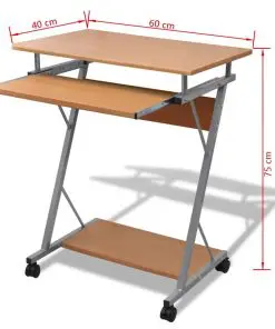 Computer Desk Pull Out Tray Brown Furniture Office Student Table