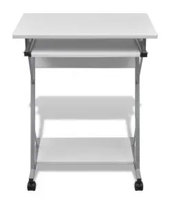 Computer Desk Pull Out Tray White Furniture Office Student Table