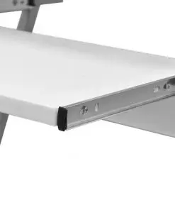 Computer Desk Pull Out Tray White Furniture Office Student Table