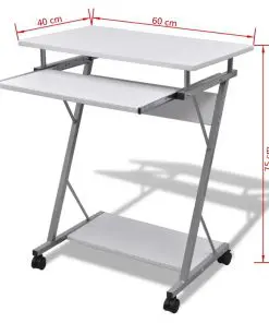 Computer Desk Pull Out Tray White Furniture Office Student Table