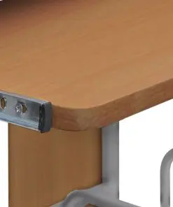 Mobile Computer Desk Pull Out Tray Brown Finish Furniture Office