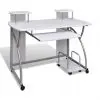 Mobile Computer Desk Pull Out Tray White Office Student Table