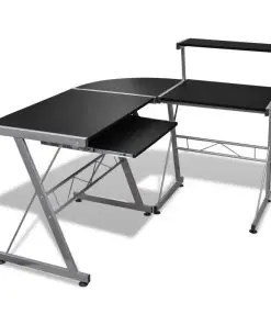 Computer Desk Workstation With Pull Out Keyboard Tray Black