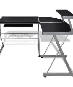 Computer Desk Workstation With Pull Out Keyboard Tray Black