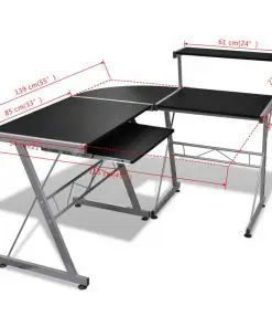 Computer Desk Workstation With Pull Out Keyboard Tray Black