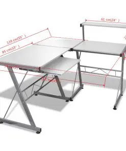 vidaXL Computer Desk Workstation With Pull Out Keyboard Tray White