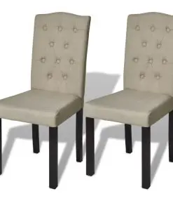 vidaXL Dining Chairs 2 pcs Beige Fabric vidaXL Dining Chairs 2 pcs Beige Fabric