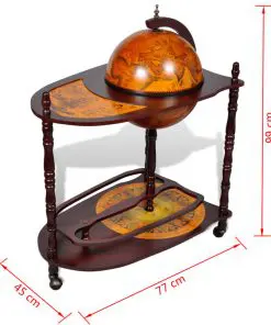vidaXL Globe Bar Wine Stand Eucalyptus Wood Freestanding