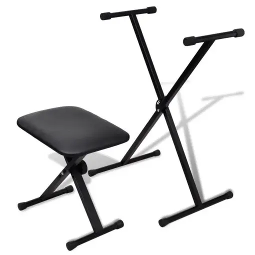 vidaXL Adjustable Keyboard Stand and Stool Set