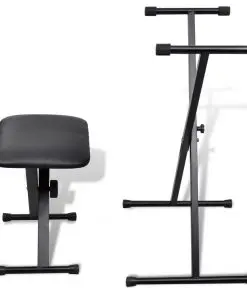 vidaXL Adjustable Keyboard Stand and Stool Set