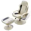 vidaXL Armchair with Footrest Cream White Faux Leather
