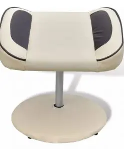 vidaXL Armchair with Footrest Cream White Faux Leather