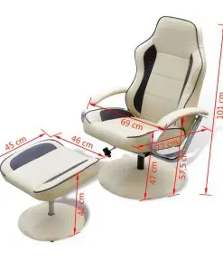 vidaXL Armchair with Footrest Cream White Faux Leather