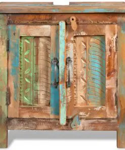 Reclaimed Solid Wood Bathroom Vanity Cabinet Set with Mirror