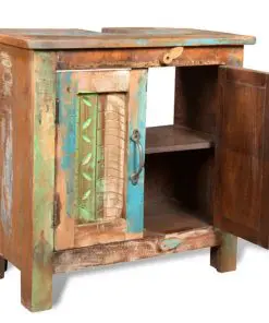 Reclaimed Solid Wood Bathroom Vanity Cabinet Set with Mirror