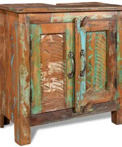 Reclaimed Solid Wood Bathroom Vanity Cabinet Set with Mirror