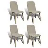 vidaXL Dining Chairs 4 pcs Beige Fabric and Solid Oak Wood