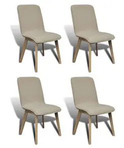 vidaXL Dining Chairs 4 pcs Beige Fabric and Solid Oak Wood vidaXL Dining Chairs 4 pcs Beige Fabric and Solid Oak Wood