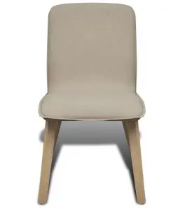 vidaXL Dining Chairs 4 pcs Beige Fabric and Solid Oak Wood