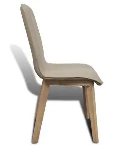 vidaXL Dining Chairs 4 pcs Beige Fabric and Solid Oak Wood