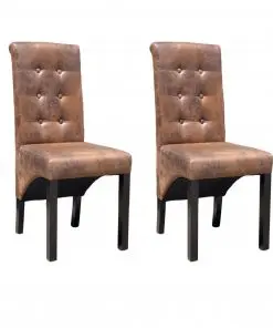 vidaXL Dining Chairs 2 pcs Brown Faux Leather vidaXL Dining Chairs 2 pcs Brown Faux Leather