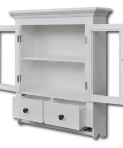 vidaXL Wooden Kitchen Wall Cabinet with Glass Door White