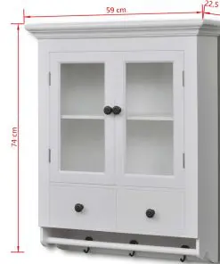 vidaXL Wooden Kitchen Wall Cabinet with Glass Door White