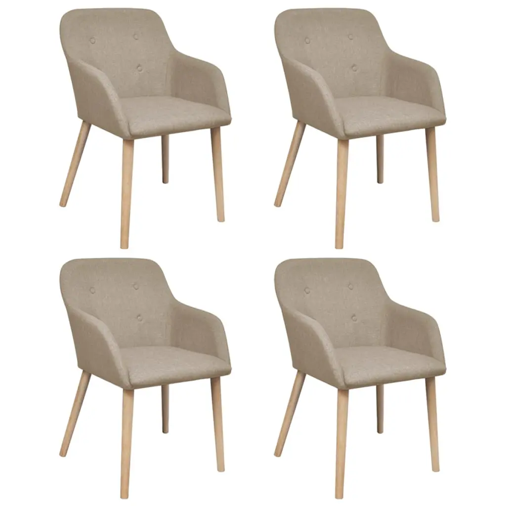 vidaXL Dining Chairs 4 pcs with Oak Frame Beige Fabric and Solid Oak Wood