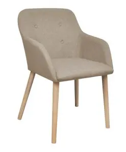 vidaXL Dining Chairs 4 pcs with Oak Frame Beige Fabric and Solid Oak Wood