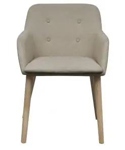 vidaXL Dining Chairs 6 pcs Beige Fabric and Solid Oak Wood