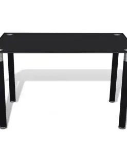 vidaXL Dining Table with Glass Top Black