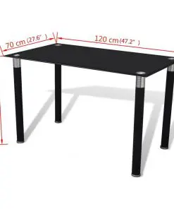 vidaXL Dining Table with Glass Top Black