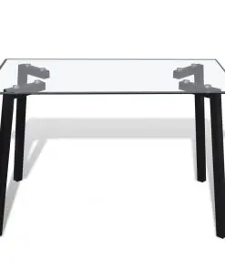 vidaXL Dining Table with Glass Top and Black Legs
