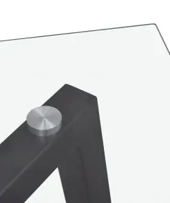 vidaXL Dining Table with Glass Top and Black Legs